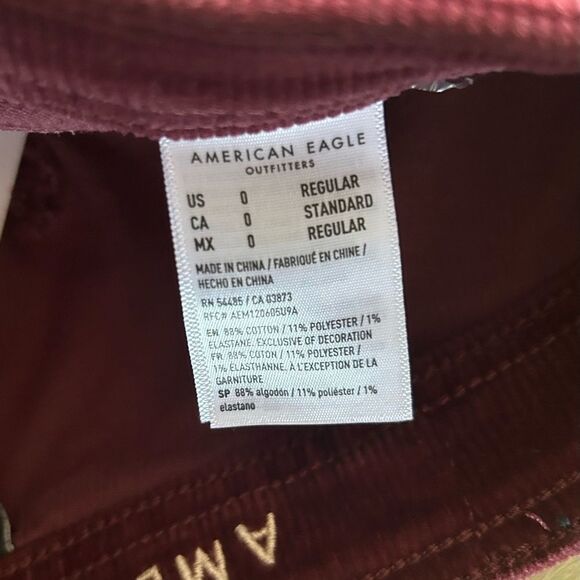 NWT … AMERICAN EAGLE “Size: 0” Button Fly Corduroy Pants - Picture 5 of 7